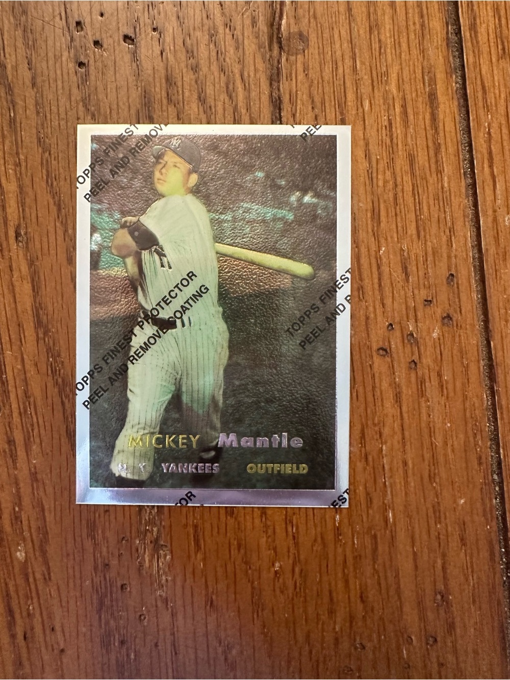Topps White Pinstripe Baseball Card with Yellow Bat Accent